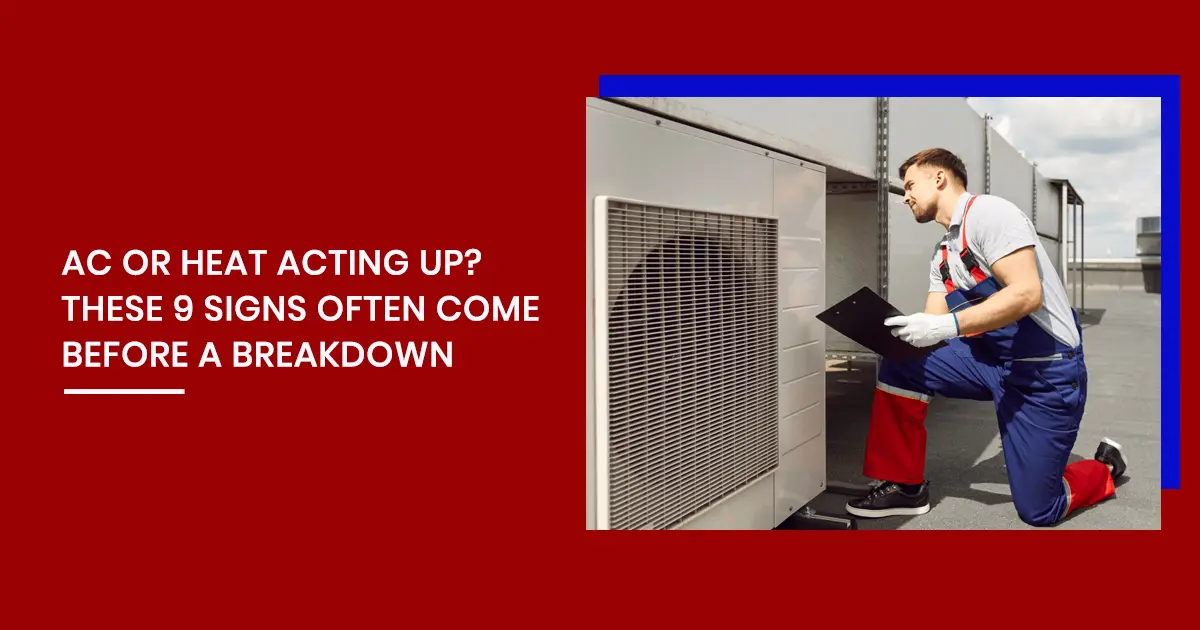 Union, MO homeowner checking HVAC system with technician showing signs AC or heating repair needed.